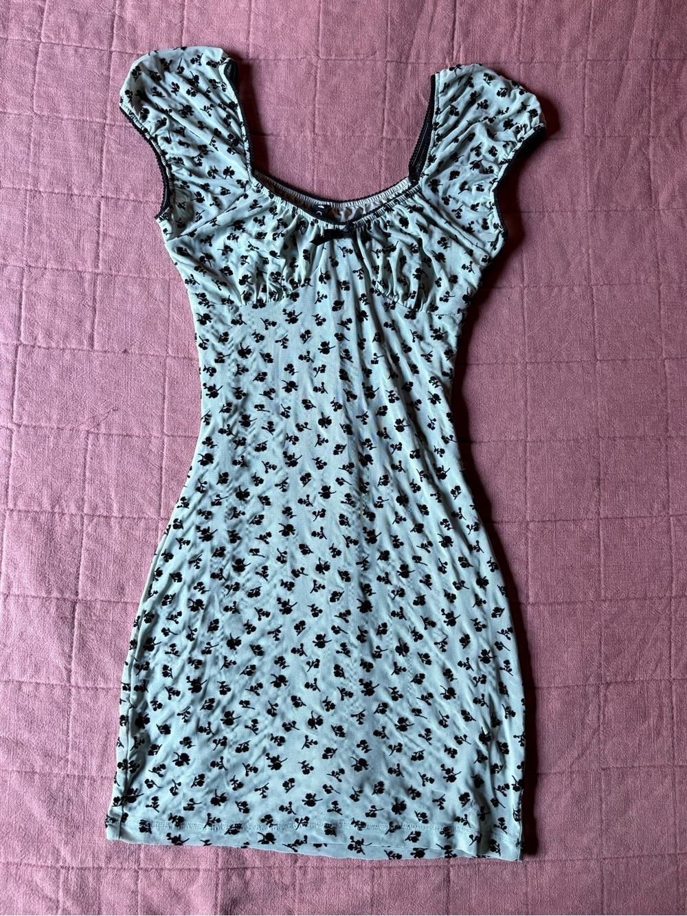 Motel Rocks Mint Green Floral Mini Dress- Size XS- Graduation Dress - Picture 12 of 13